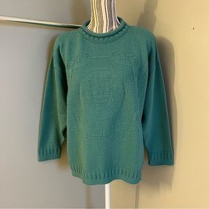 Cape Cod Sportswear Womens Long Sleeve Vintage Turquoise Granny Core Sweater L